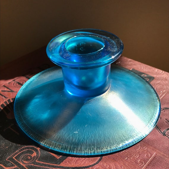 ART DECO Glass CONSOLE SET Enamel Flowers Bowl /& Candlesticks Vintage 1920-30/'s