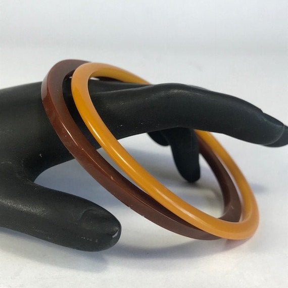 Geometric Bakelite Bangle Pair