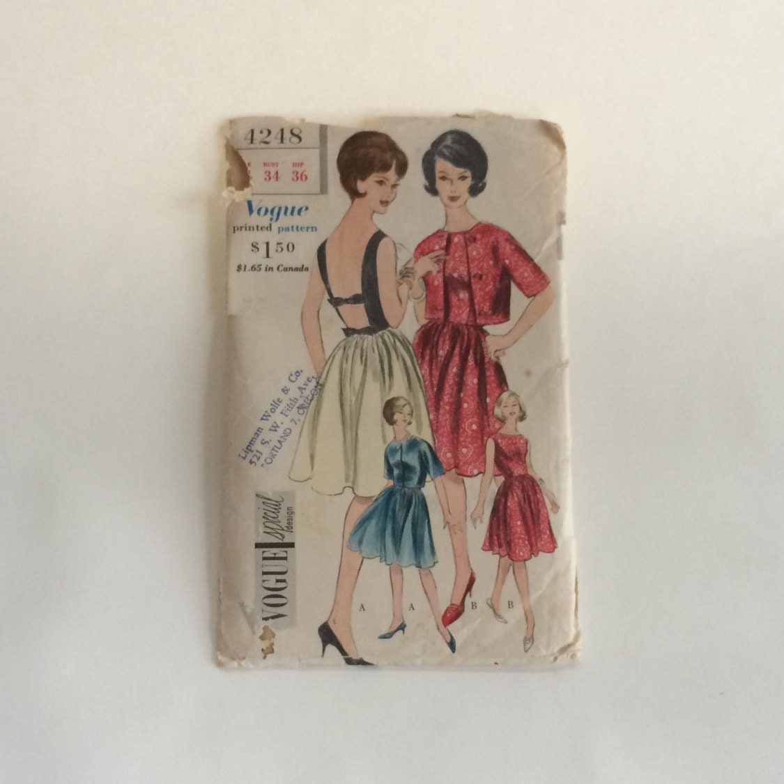 Vogue One Piece Dress And Crop Jacket Special Design Pattern Etsy