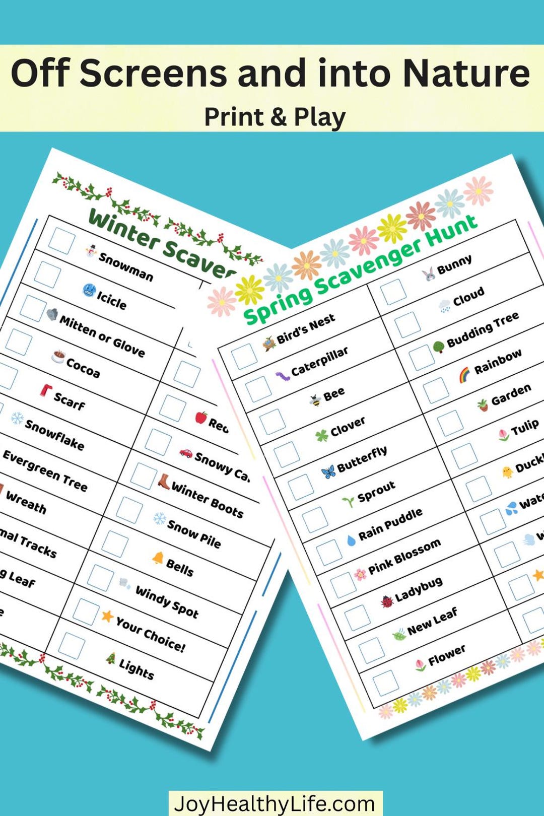 Winter & Spring Nature Scavenger Hunt Bundle | Screen-free Outdoor ...
