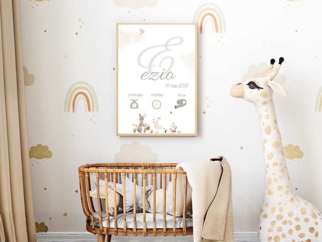 Personalized Watercolor Birth Poster | Baby Name Poster | Children's ...