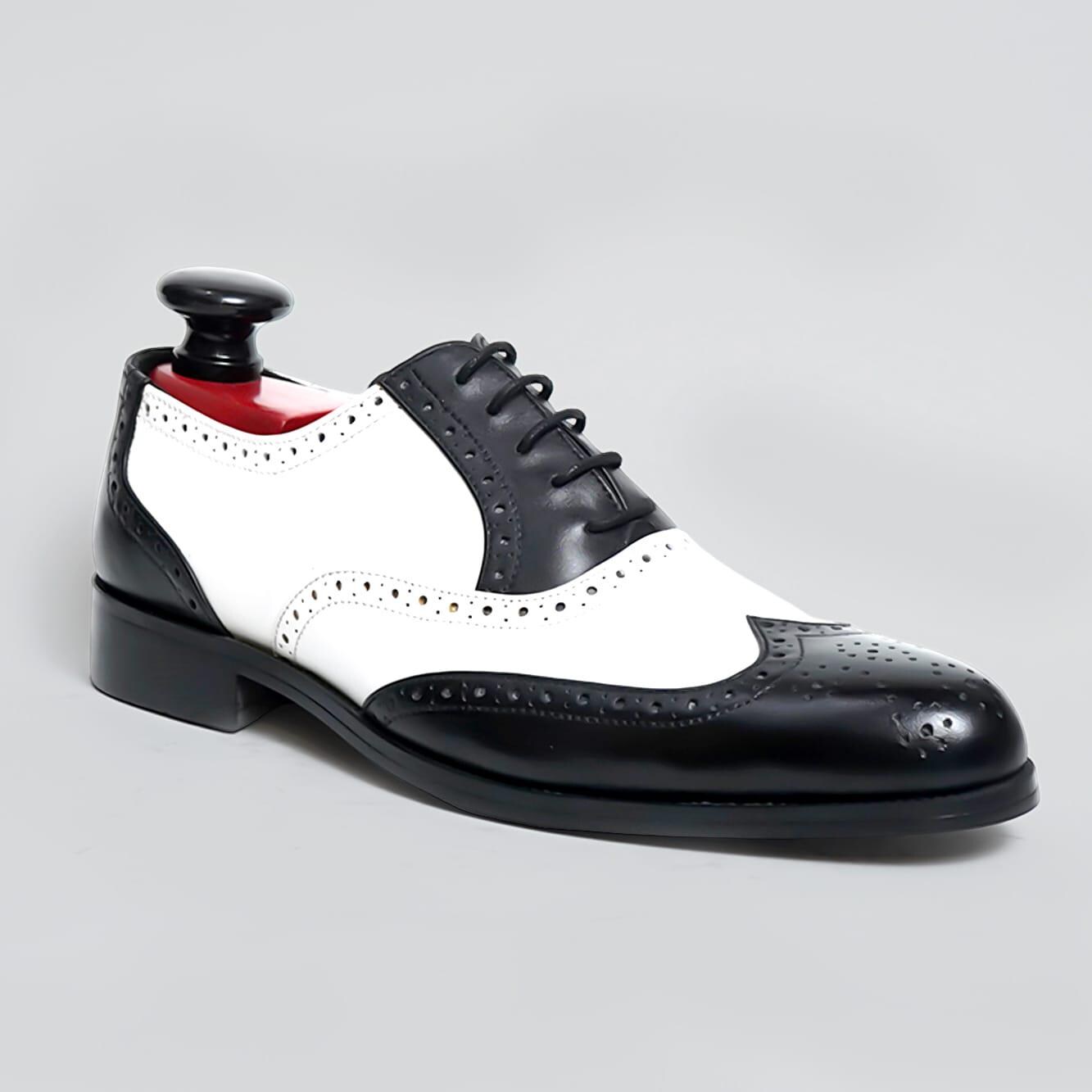 Stacy Baldwin Black and White Two-Tone Dayton Wingtip Oxfords Sz 13 Stacy Baldwin Delta Black/Dark Grey – FITOS SHOES INC main image 2