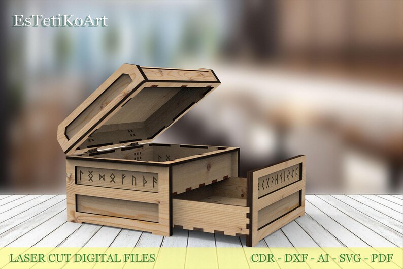 Laser Cut Jewelry Box, Secret Drawer Chest, Celtic Ornament SVG ...