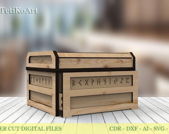 Laser File Jewelry Wooden Box, chest with drawer, secret box svg, 3mm, 4mm, 5mm, celtic ornament, Digital product cdr/dxf/svg/ai/pdf