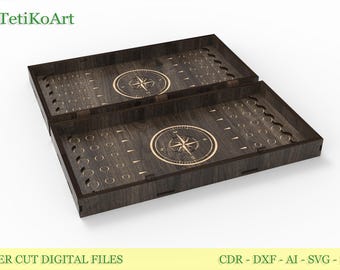 Laser Cut Backgammon Board, 3 Sizes, DIY Game (Digital product)