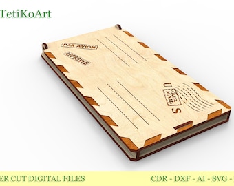 Sobre de regalo cortado con láser SVG: Plantilla de caja de efectivo sin pegamento (descarga digital)