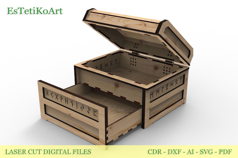 Getapte Box Laser Cut Jewelry Box, Secret Drawer Chest, Celtic Ornament SVG ...