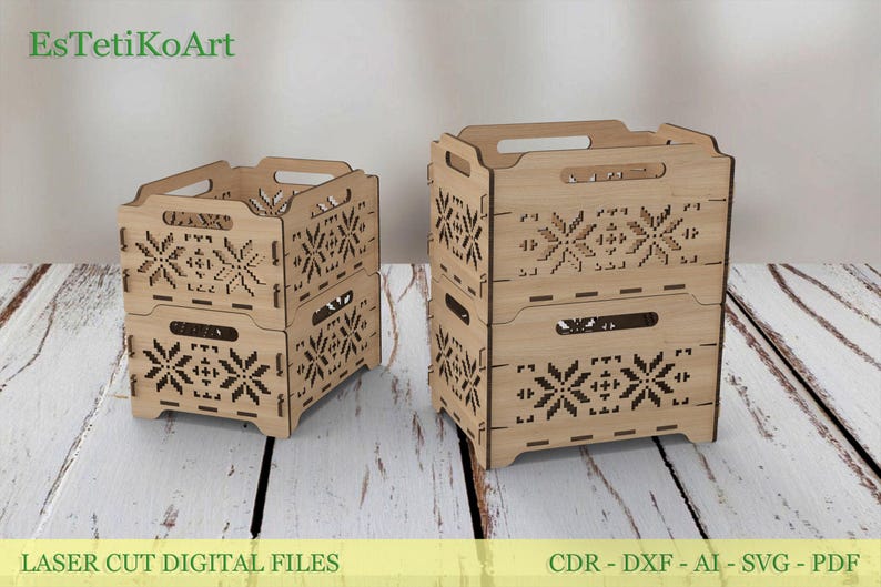 Laser Cut Stackable Storage Box, 2 Sizes, Glowforge Files, Digital ...