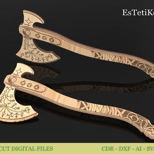 Laser Cut File Leviathan Axe, God of War Kratos Axe Template, Cosplay Design