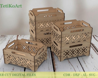 Laser Cut Files Wooden Storage Box 03, 2 sizes, Keepsake Organizer (Digital Download)