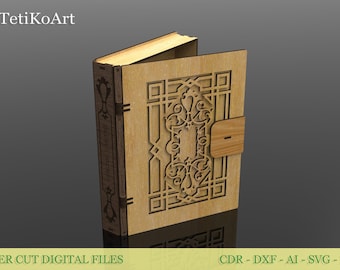 Laser Cut Wooden Book Box Template, Keepsake Box (Digital Files)