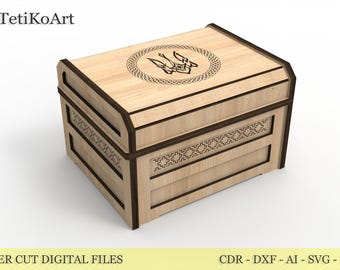 Laser Cut Wooden Chest Gift Box: Jewelry Organizer (Digital Download)