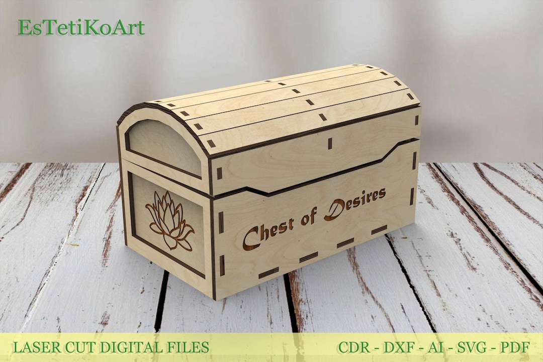 Treasure Box Design Laser Cut Treasure Chest SVG: Keepsake Gift Box Template (digital ...