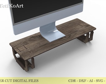 Wooden Desk Organizer Riser Shelf Monitor Stand - Elevate Your Workspace: Cut File Download