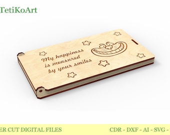 Laser Cut Cash Envelope SVG: No Glue Gift Box Template (Digital Download)