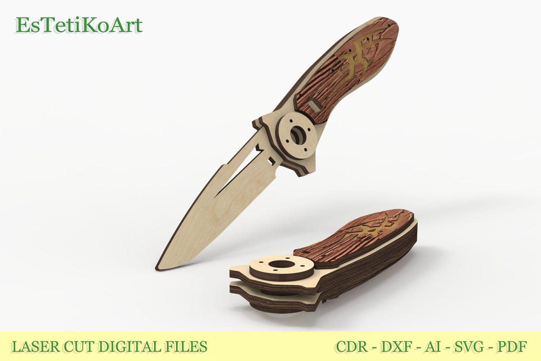 Laser Cut Files for Wood Folding Pocket Knife V2.0 - DIY Template ...
