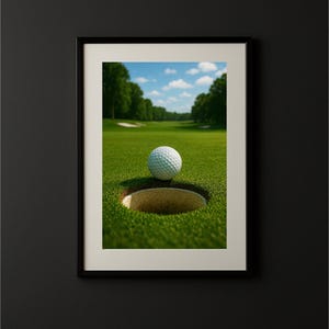 Golf Ball on Green Wall Art | Close-Up Golf Photography | Sports Decor Digital Download