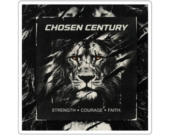 Chosen Century Lion Square Sticker | Strength Courage Faith