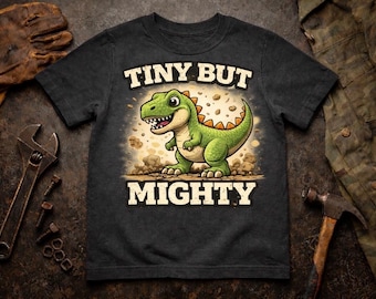 Tiny But Mighty Dinosaur T-Rex Shirt, Toddler Kids Dino Tee
