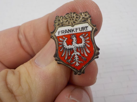 German Shield Tie tack enamel shield Frankfurtim Vintage Tie Tack