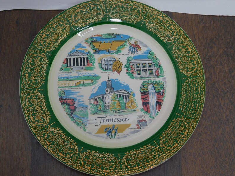Vintage State Plate Tennessee Collector Plate Wall Etsy