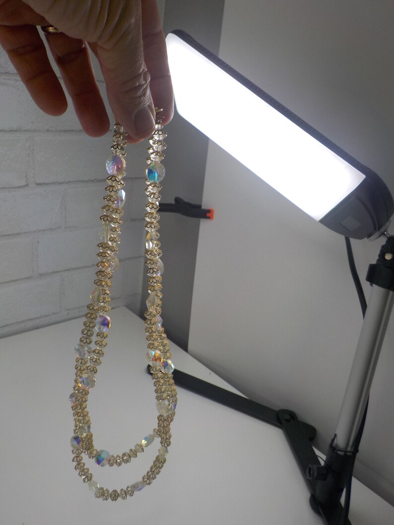 Vintage 1950/'s Faceted Crystal Double Strand Graduated Necklace NE