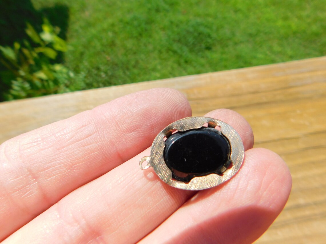 Vintage Black Stone or Glass Cut Pendant for Repurpose Ne6 Etsy