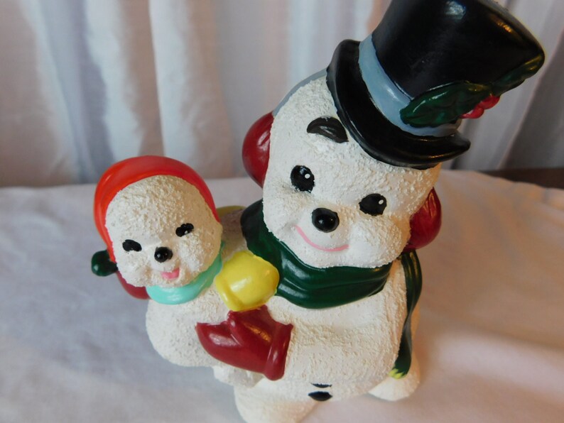 Vintage Ceramic Frosty The Snowman and Baby Snowman Figurine Etsy