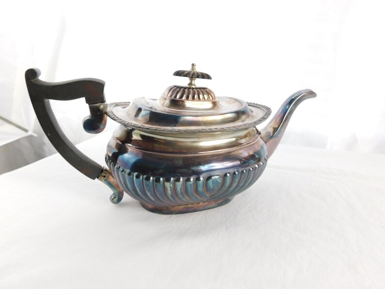 Antique Sheffield EP Silver Plate Teapot With Wood Handle Box Etsy