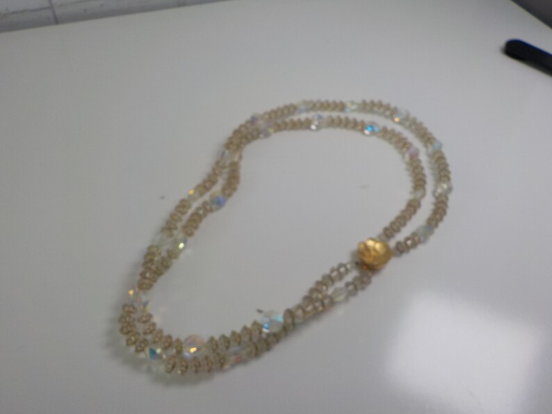 Vintage 1950/'s Faceted Crystal Double Strand Graduated Necklace NE