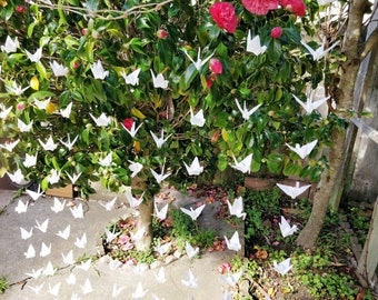 10 strings, 10 cranes each, white origami cranes garlands mobile wedding decoration total of 100 cranes