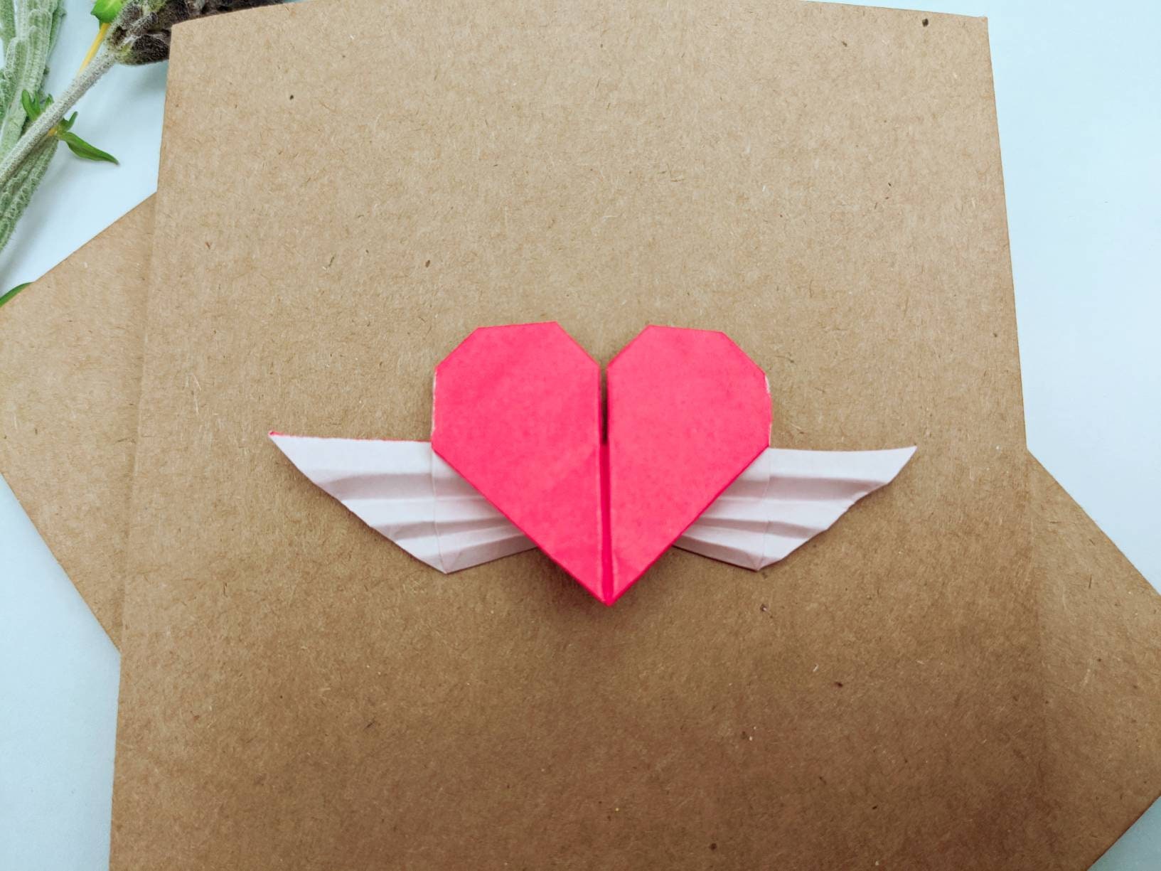 Origami Heart With Angel Wings Wedding Invitation Card I Etsy