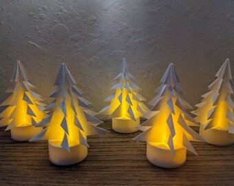 10 origami lantern, LED candles, origami paper Christmas tree, origami paper light garland, living room light, housewarming gift