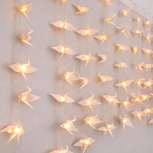 USB Rechargeable LED Fairy Light, One String Light With 10 White Origiami Cranes, Christmas Tree, Party Decoration, Handmade