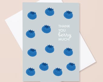 Blueberry Thank You Card | A6 Greeting Card, Berry Pun