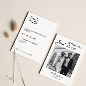 Intimate Wedding Invitation Template with Photo, Small Micro Wedding Invite, Nothing Fancy Just Love, Canva Editable, Digital Download