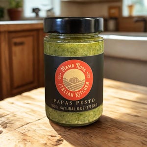 Pesto di basilico fresco di Mama Roo – Prodotto in piccole quantità, senza zuccheri aggiunti, con olio d'oliva