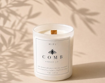 MIEL- Natural Honey Beeswax Candle - 7oz