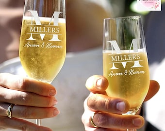 Copas de champán personalizadas para boda - Copas de brindis grabadas - Juego de 2