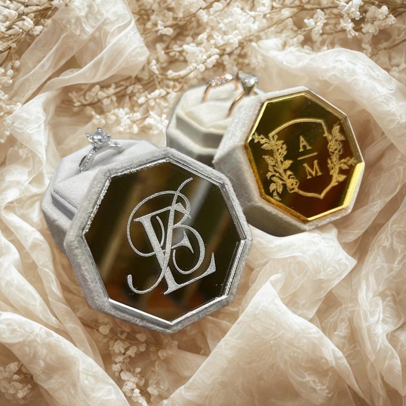 Ring Box Personalized Velvet Ring Box With Acrylic Topper: Wedding Proposal ...