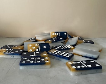 Blue orange and white dominoes set of 28