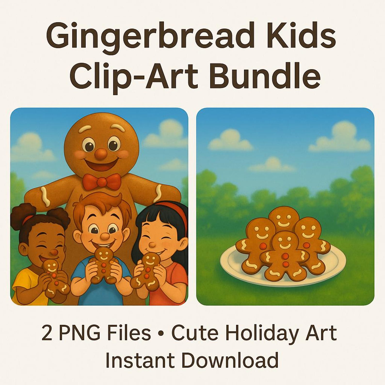 Gingerbread Kids Clip Art Bundle – 3 PNG Files – Cute Christmas ...