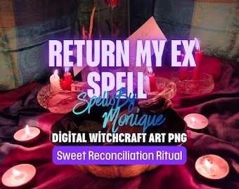 Incantesimo per restituire l'ex, dolce rituale di riconciliazione, magia spirituale personalizzata, arte digitale, PNG, JPEG, stampa fusa