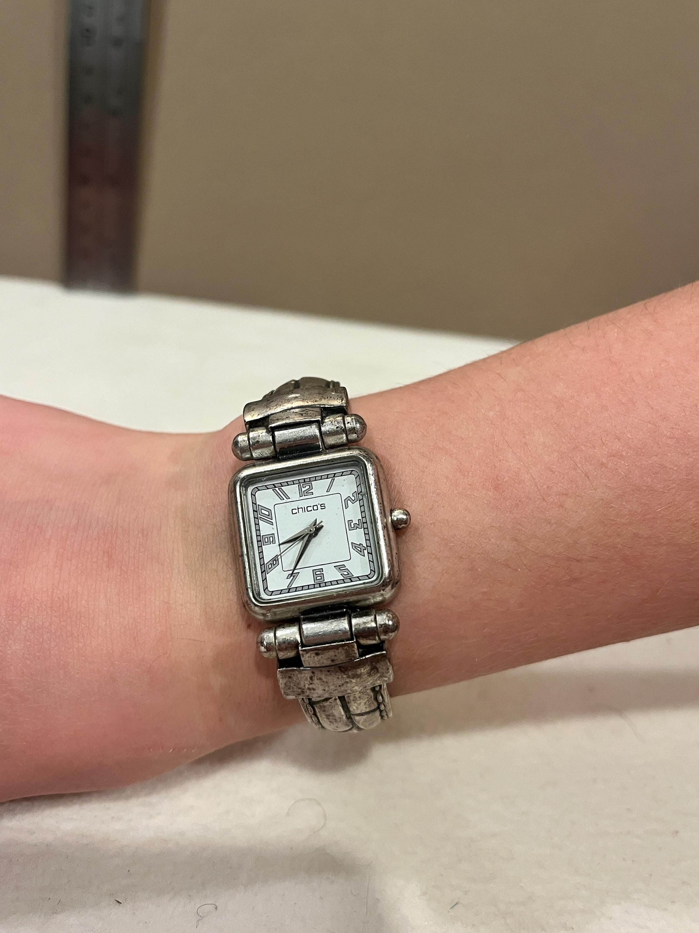 Vintage Chunky Silver Watch that still works! ??⭐️ il_fullxfull.7032765597_c61b.jpg main image 4