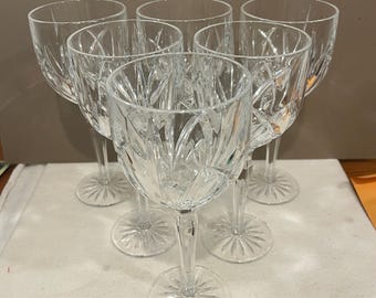 Set of 6 Marquis by Waterford Brookside Wine Goblets | Crystal Water Wine Glasses 8 5/8” | Vintage Elegant Stemware Set