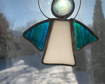 Stained Glass Angel Suncatcher | Handmade Guardian Angel Window Art | Spiritual Home Decor | Memorial Gift | Sympathy Gift