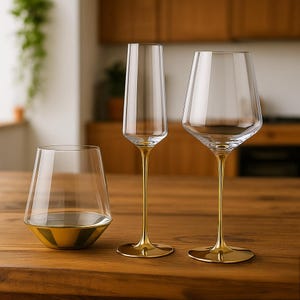 Thin Stem Wine Glass - Etsy New Zealand