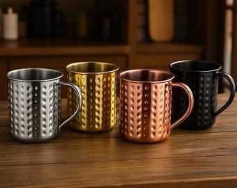 Taza Moscow Mule de acero inoxidable martillado – Taza de cóctel metálica