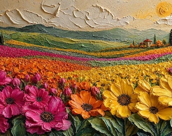 Luxury Flower Field Landscape Wall Art: Fields of Reverie (Digital Download)