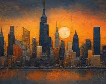 Luxury Manhattan Skyline Wall Art: Embers of Manhattan (Digital Download)